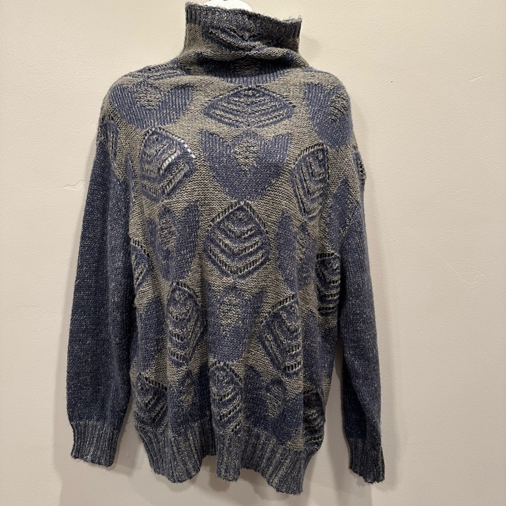 Anthropologie Folk by Hansel From Basel Blue and Gray Sweater
